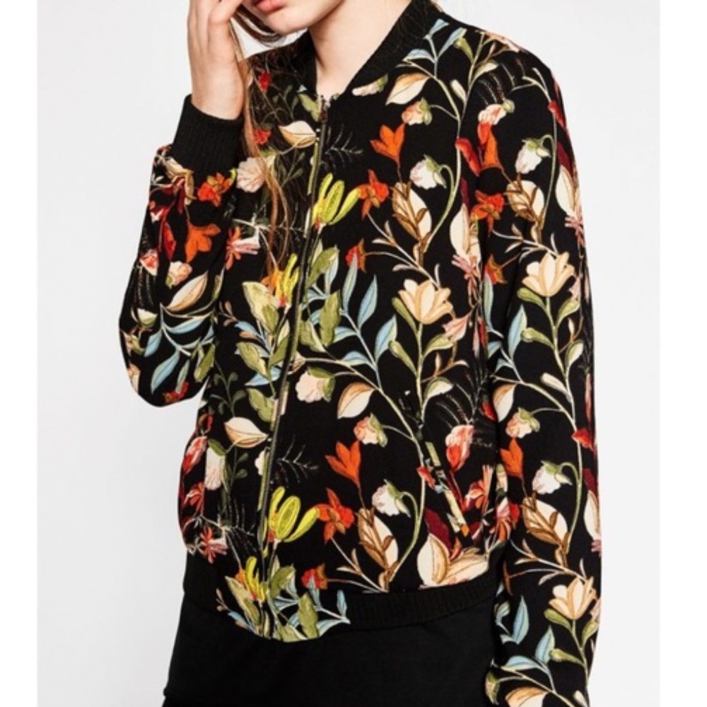 Zara Trafaluc Floral Bomber in Large